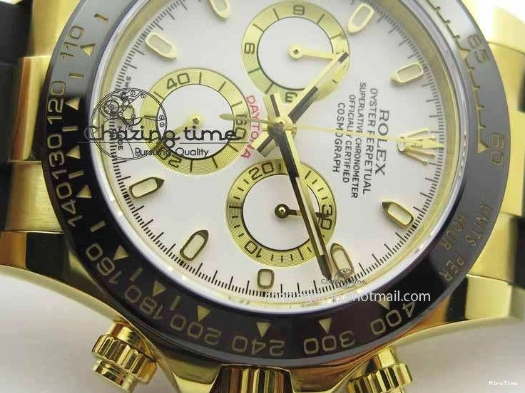 MiroTime 0417 Timeless Daytona YG 116518LN JH Best Edition White Dial On Rubber Strap A4130 (Free XS rubber strap) 3643